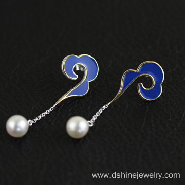 Customized Sterling Silver Drop Pearl Earrings For Women